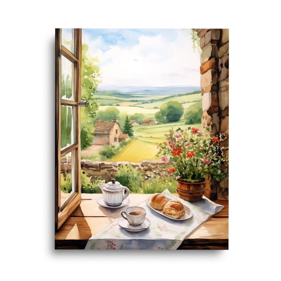 English Kitchen Print, Countryside Window View Art, Rustic Home Poster, Yorkshire Landscape Decor, Uk Country Cottage Home Decor #3563, Unframed Poster Size 8x12