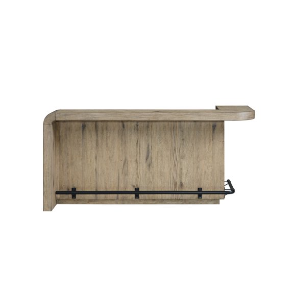 English Knotty Oak Counter Height Home Bar Cabinet, Solid Wood & MDF Bar Table with Built-in Storage & Metal Footrest for Dining Room Home Bar