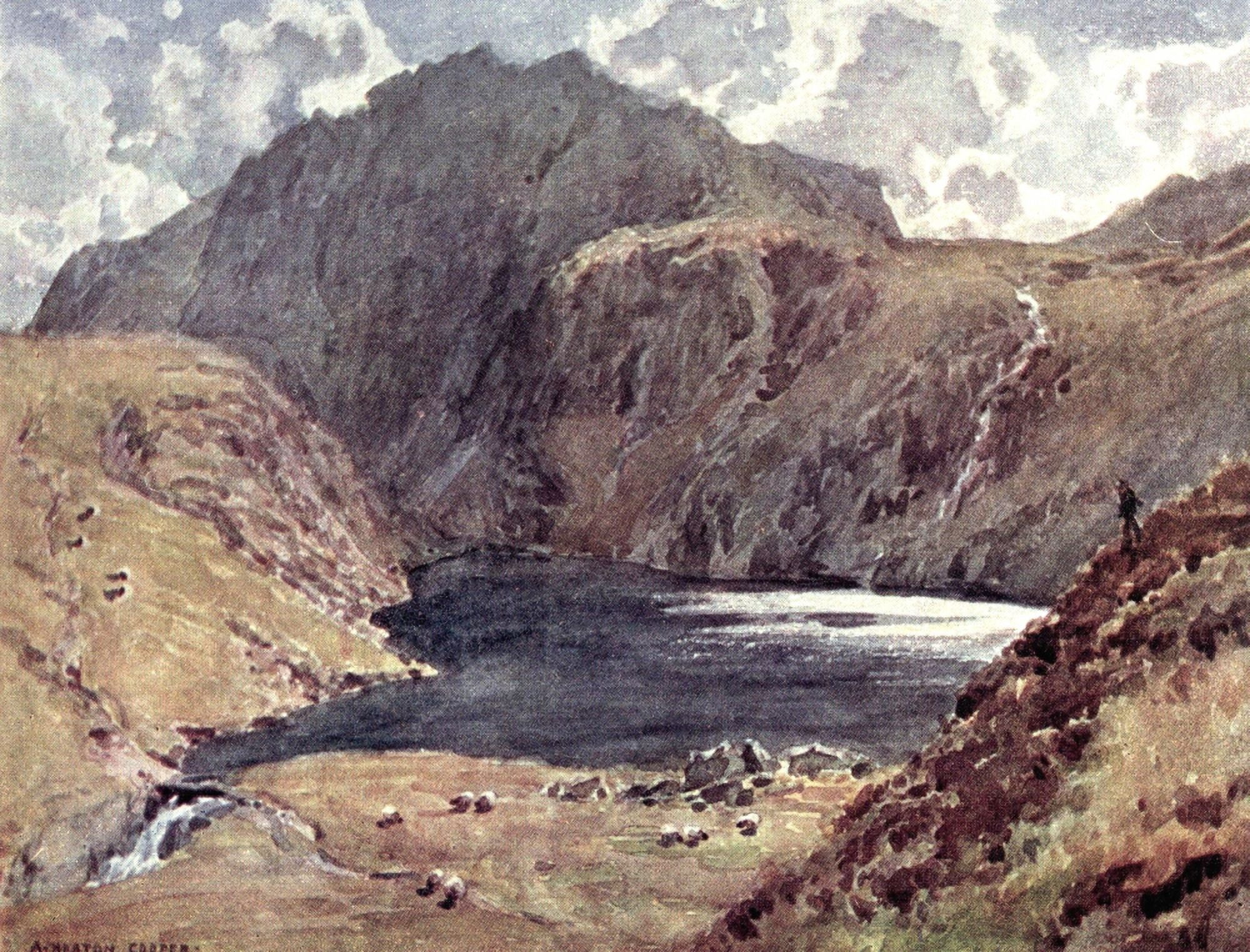 English Lakes 1908 Angle Tarn Esk Hause Canvas Art - A Cooper (24 x 36)