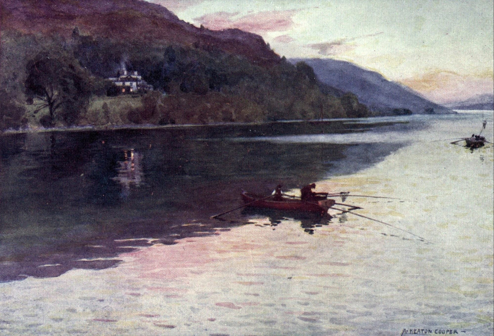 English Lakes 1908 Brantwood Coniston Lake Canvas Art - A Cooper (24 x 36)