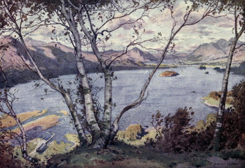 English Lakes 1908 Derwentwater & Bassenthwaite Lake Canvas Art - A Cooper (18 x 24)