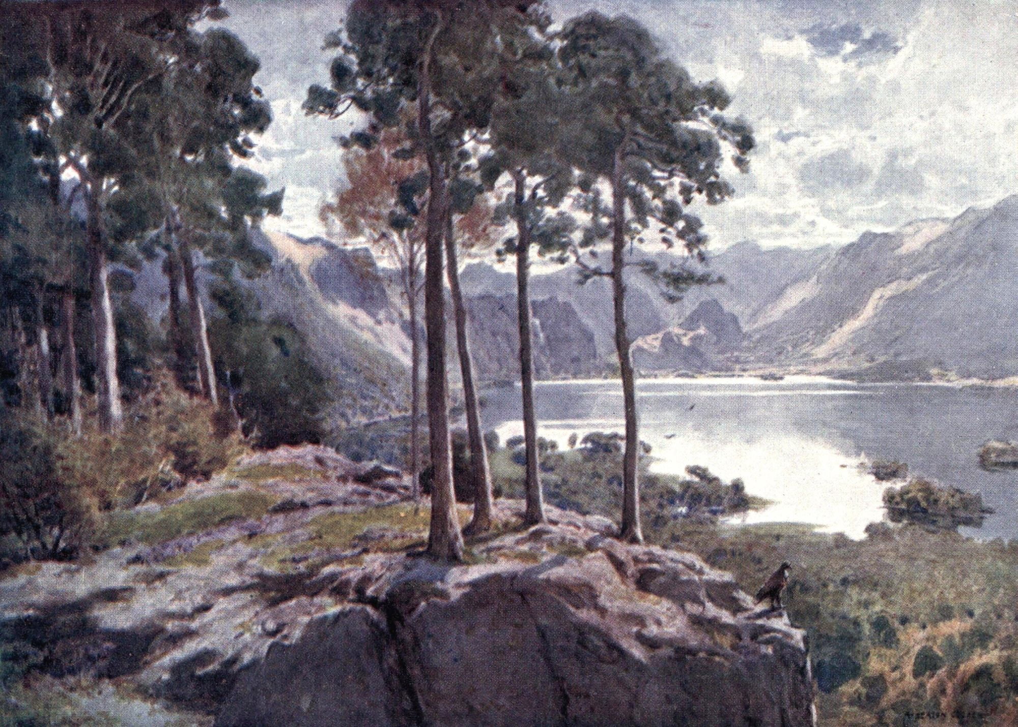 English Lakes 1908 Derwentwater from Castle Head Canvas Art - A Cooper (18 x 24)