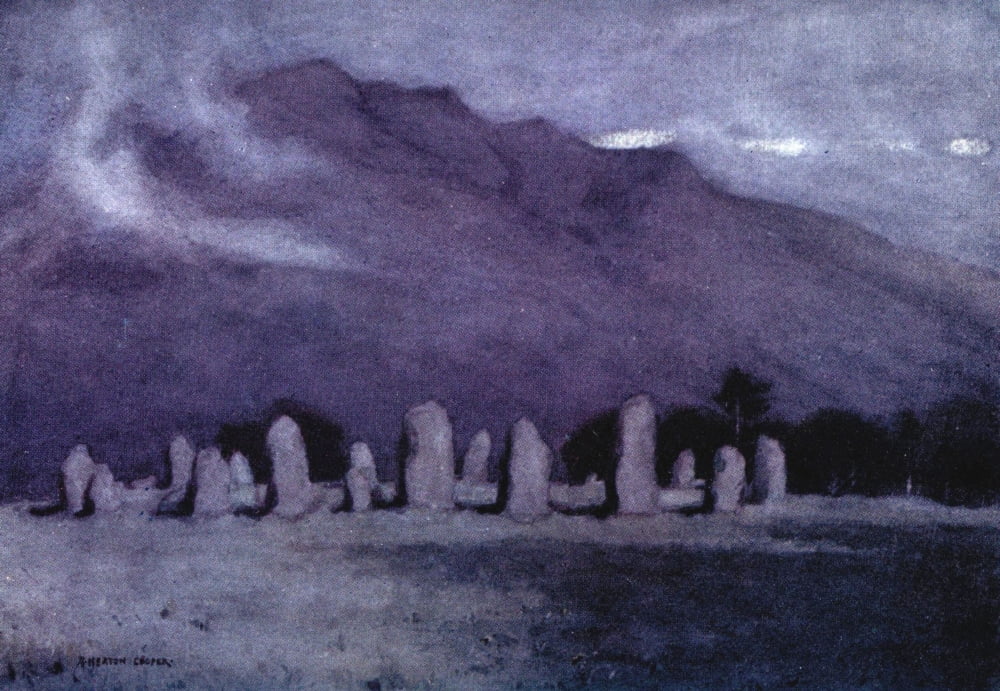 English Lakes 1908 Druid Circle Nr Keswick Canvas Art - A Cooper (18 x 24)