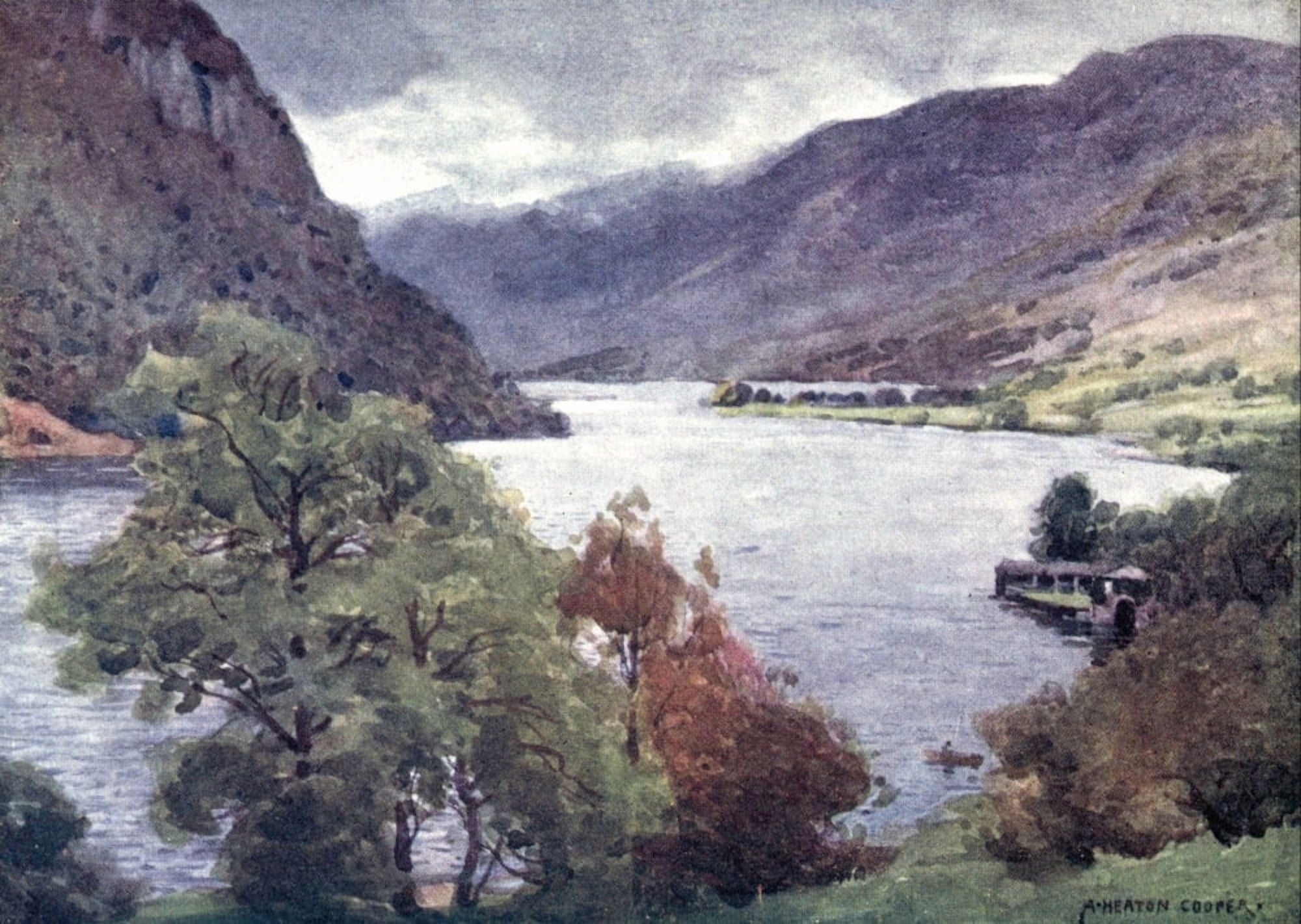 English Lakes 1908 Haweswater Canvas Art - A Cooper (24 x 36)
