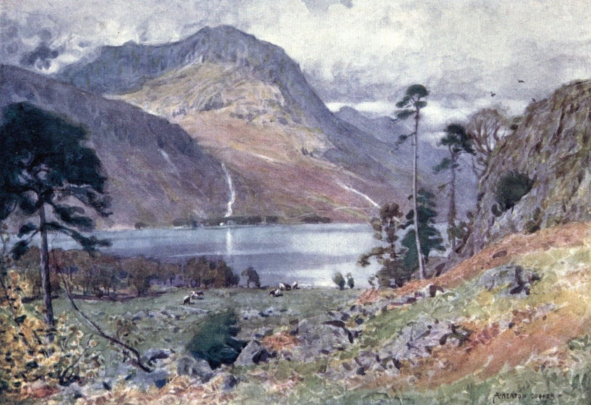 English Lakes 1908 Head of Buttermere Canvas Art - A Cooper (24 x 36)