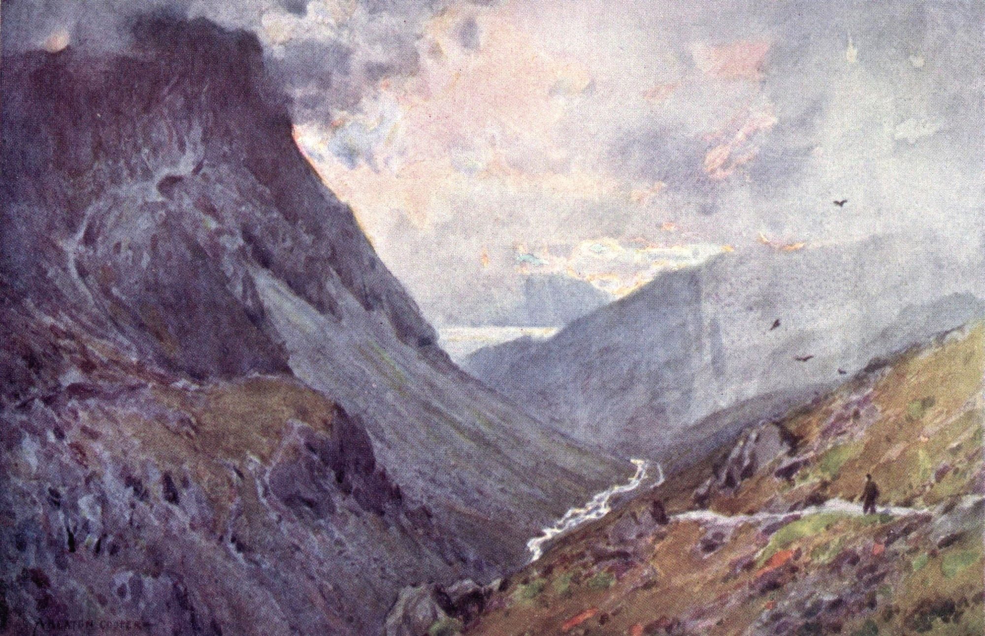 English Lakes 1908 Honister Pass & Buttermere Canvas Art - A Cooper (24 x 36)