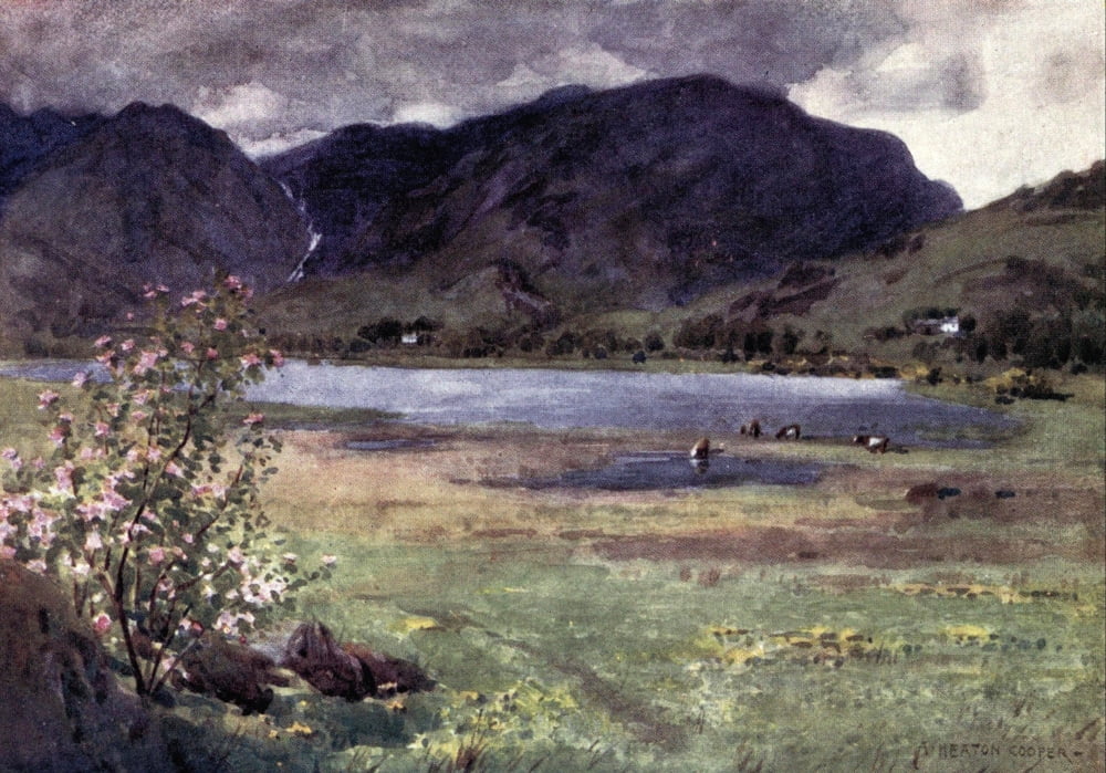 English Lakes 1908 Little Langdale Tarn Canvas Art - A Cooper (24 x 36)