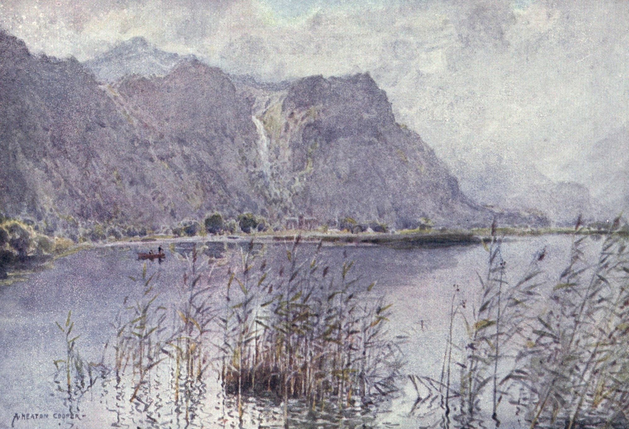 English Lakes 1908 Lodore & Derwentwater Canvas Art - A Cooper (24 x 36)