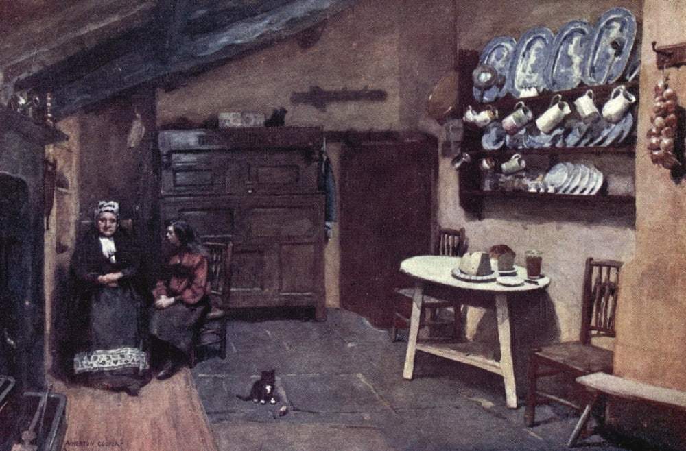 English Lakes 1908 Old Inn Kitchen Canvas Art - A Cooper (24 x 36)