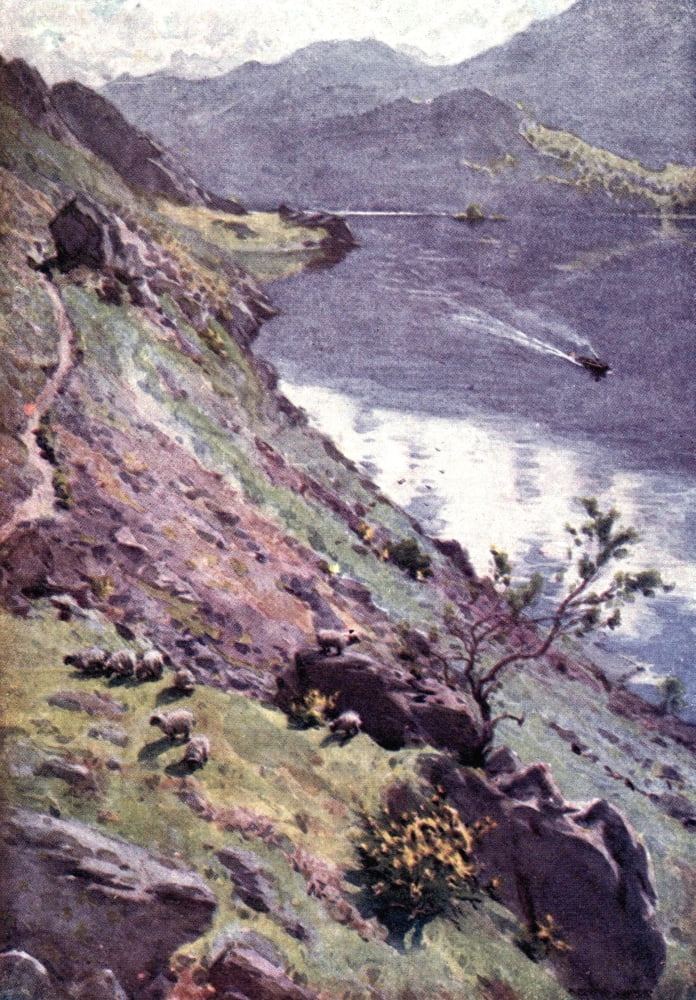English Lakes 1908 Sandwick Ullswater Canvas Art - A Cooper (24 x 36)