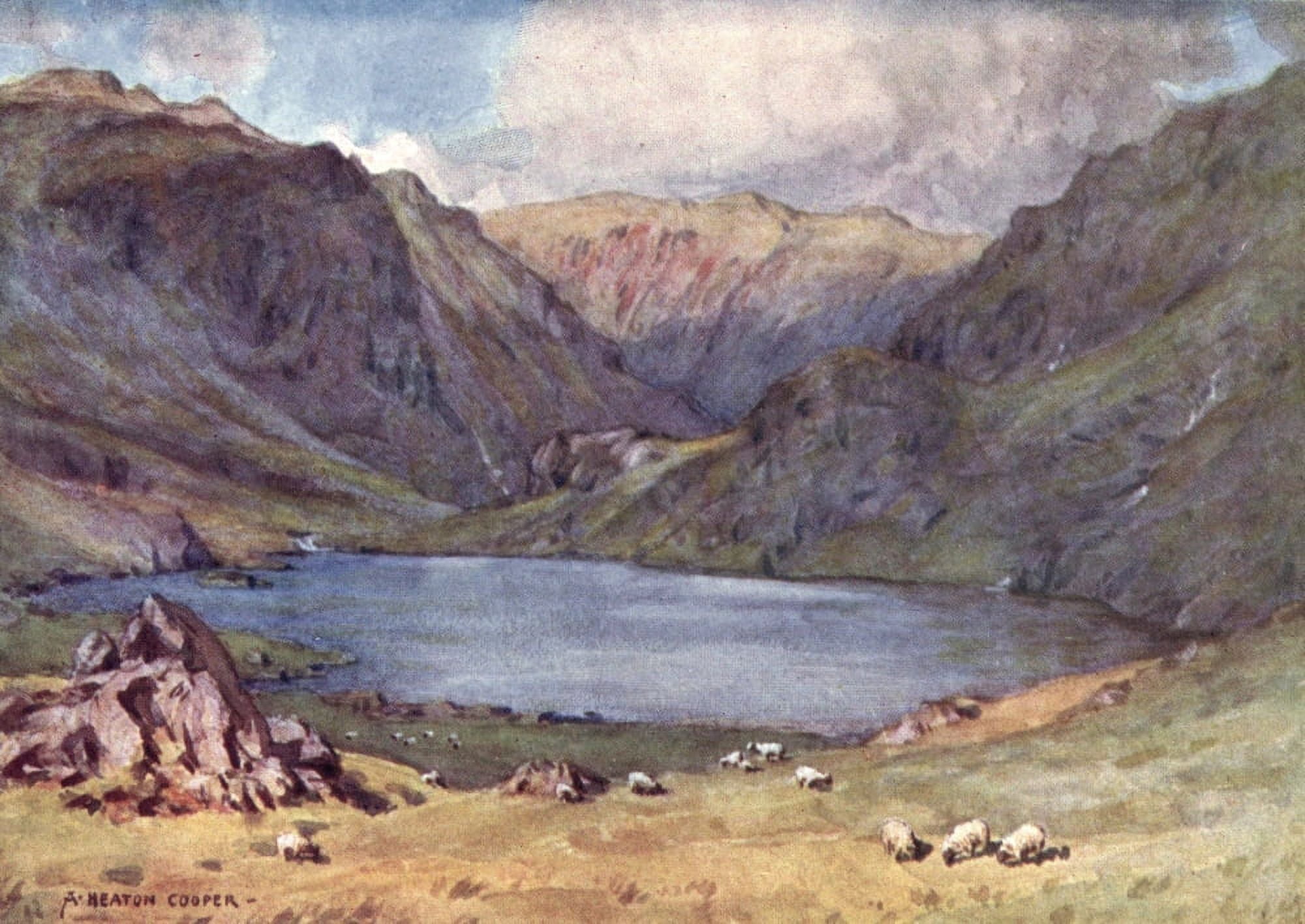 English Lakes 1908 Seathwaite Tarn Duddon Valley Canvas Art - A Cooper (24 x 36)