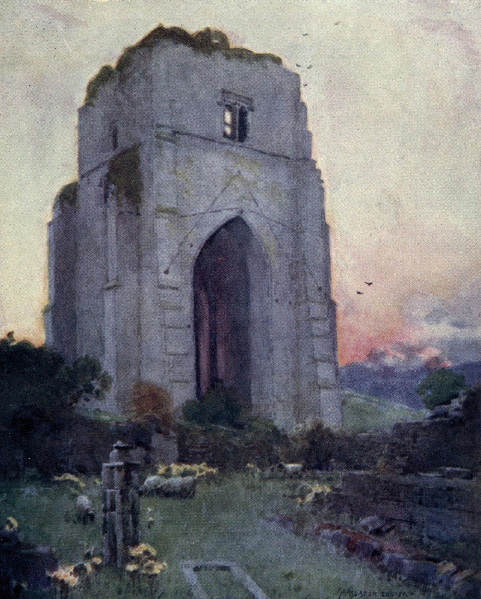 English Lakes 1908 Shap Abbey Canvas Art - A Cooper (24 x 36)