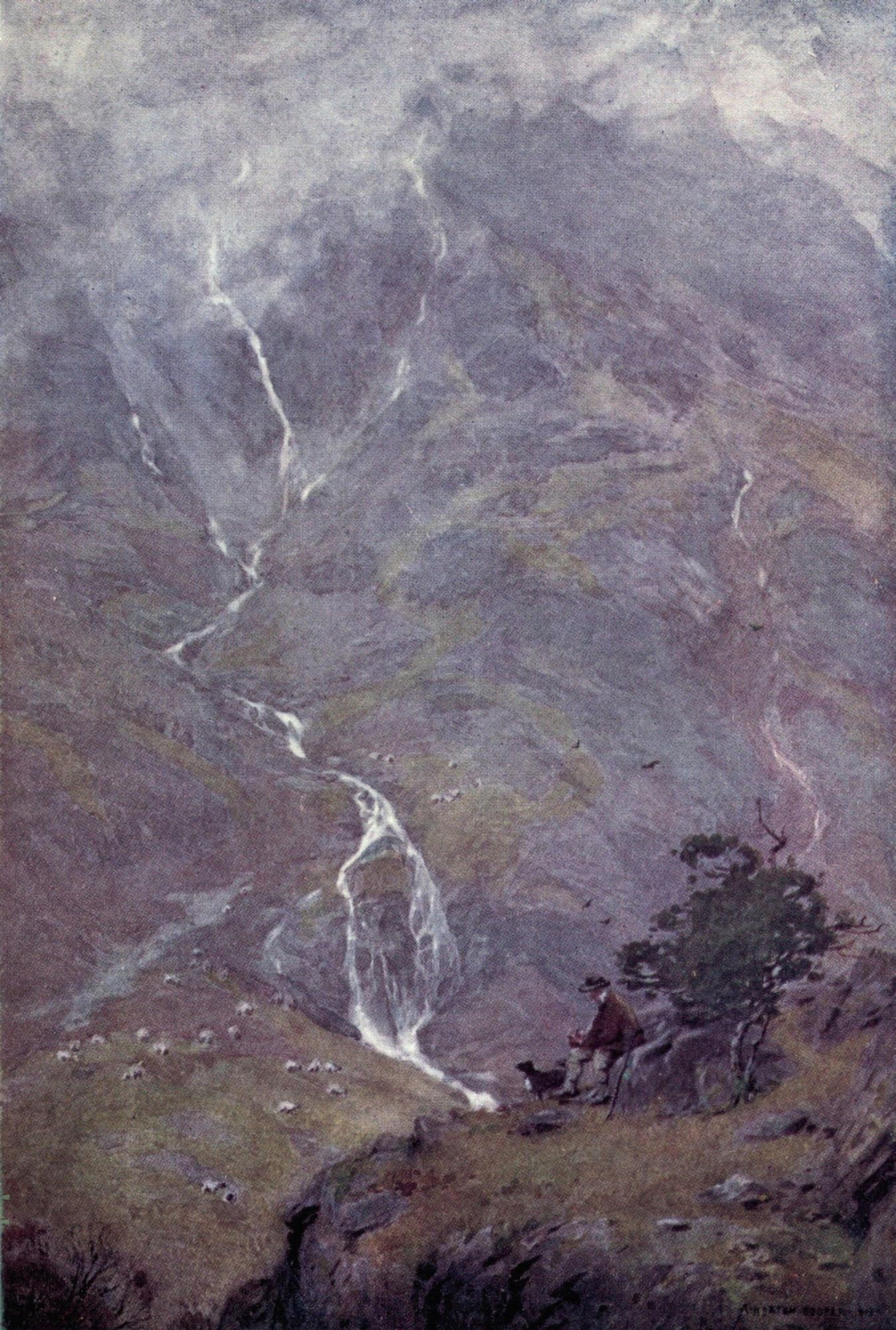 English Lakes 1908 Shepherd Yewdale Coniston Canvas Art - A Cooper (18 x 24)