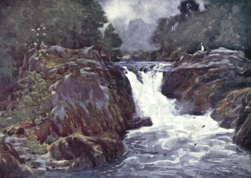English Lakes 1908 Skelwith Force Langdale Canvas Art - A Cooper (24 x 36)