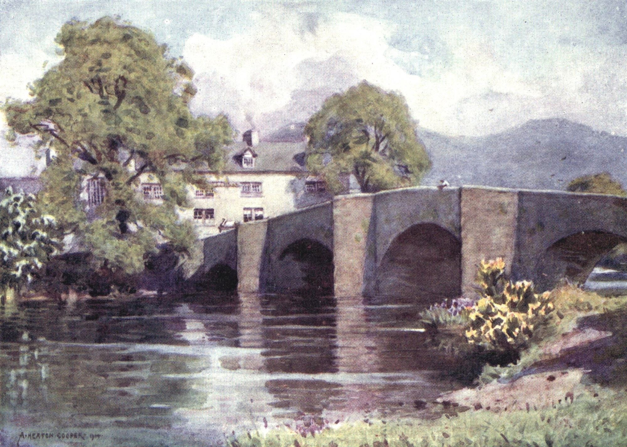 English Lakes 1908 Swan Inn Newby Bridge Windermere Canvas Art - A Cooper (24 x 36)