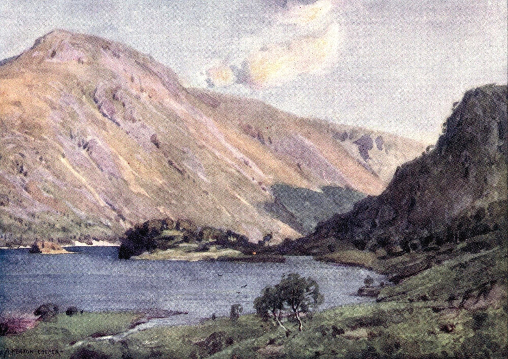 English Lakes 1908 Thirlmere & Helvellyn Canvas Art - A Cooper (24 x 36)