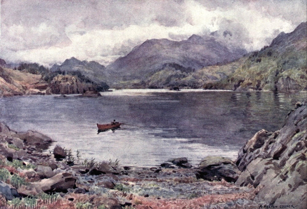 English Lakes 1908 Ullswater Silver Bay Canvas Art - A Cooper (24 x 36)