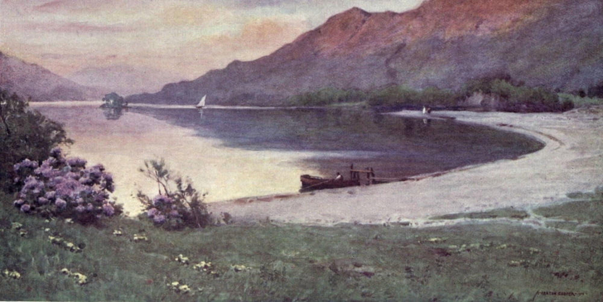 English Lakes 1908 Ullswater The Silver Strand Canvas Art - A Cooper (18 x 24)