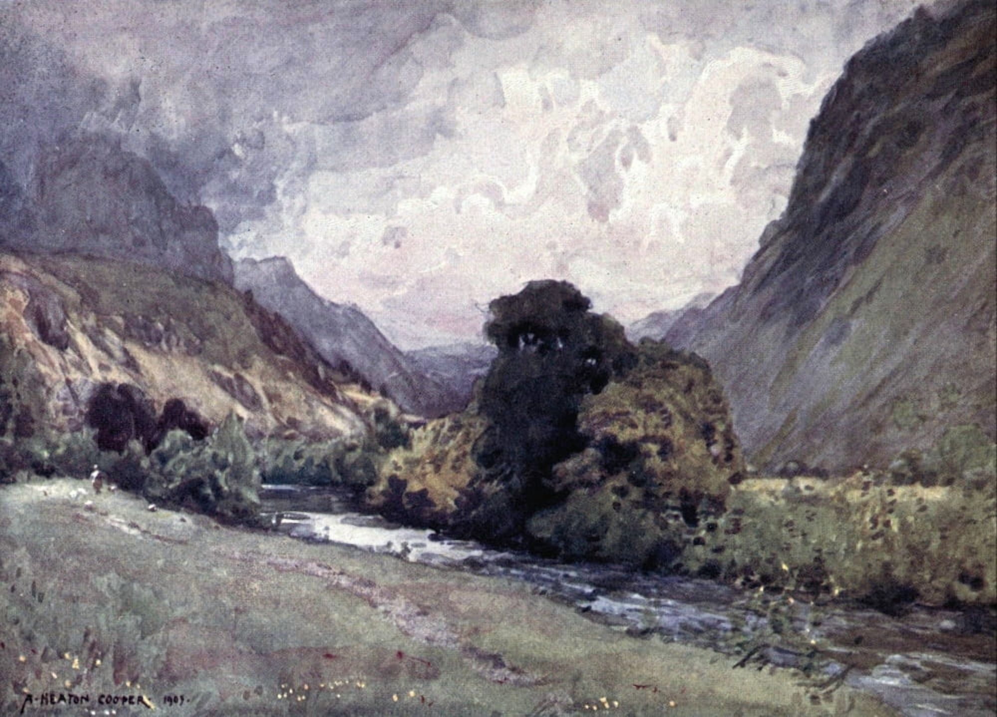 English Lakes 1908 Vale of St John nr Keswick Canvas Art - A Cooper (24 x 36)