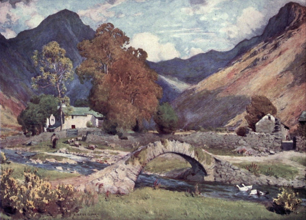 English Lakes 1908 Wastdalehead & Great Gables Canvas Art - A Cooper (18 x 24)