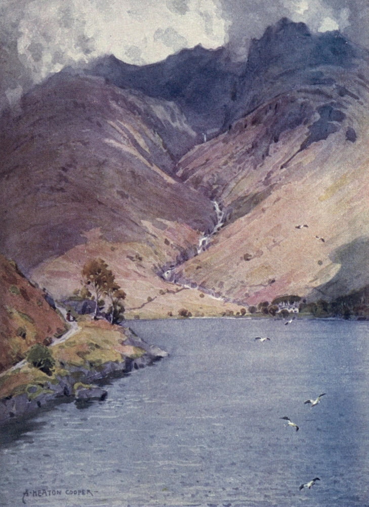 English Lakes 1908 Wastwater & Scawfell Canvas Art - A Cooper (18 x 24)