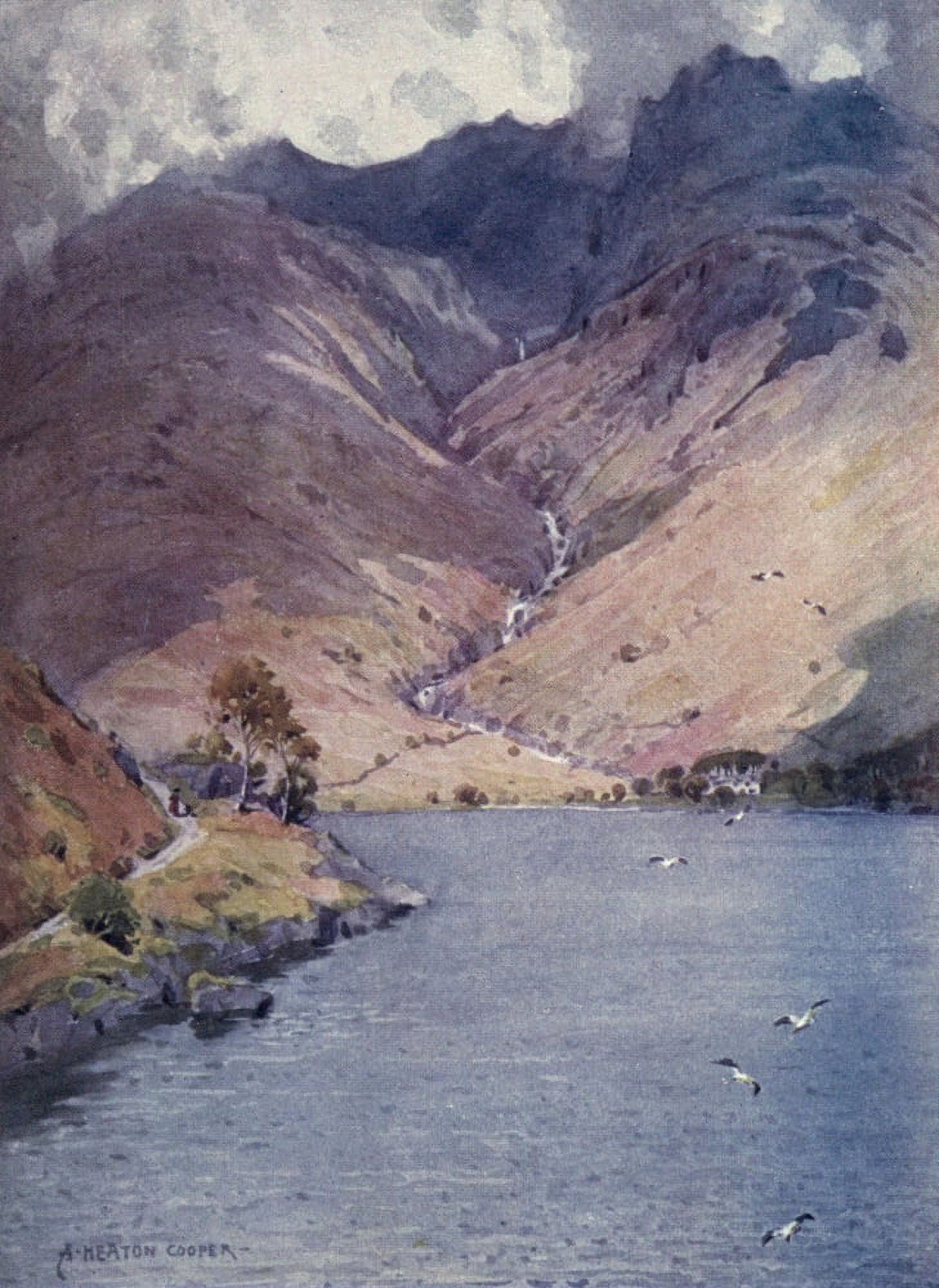 English Lakes 1908 Wastwater & Scawfell Canvas Art - A Cooper (24 x 36)