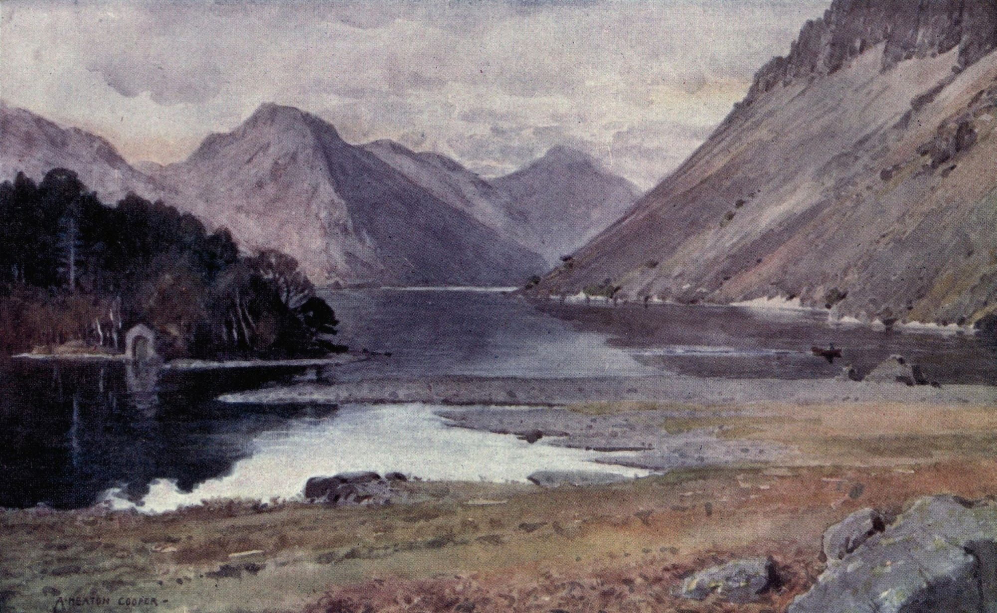 English Lakes 1908 Wastwater from Strands Canvas Art - A Cooper (24 x 36)