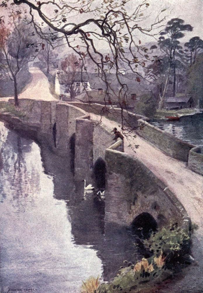 English Lakes 1908 Windermere Newby Bridge Canvas Art - A Cooper (18 x 24)