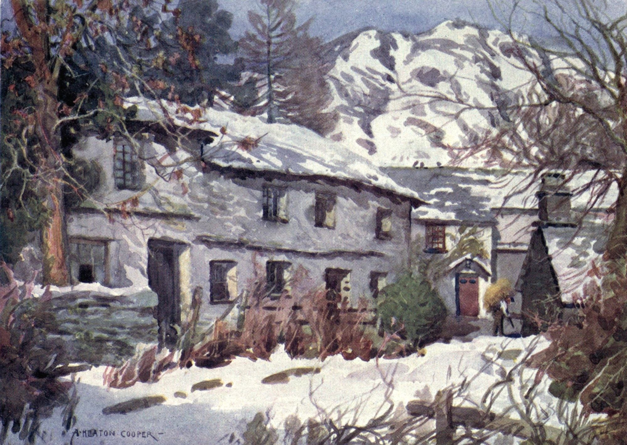 English Lakes 1908 Winter sunshine at Coniston Canvas Art - A Cooper (18 x 24)