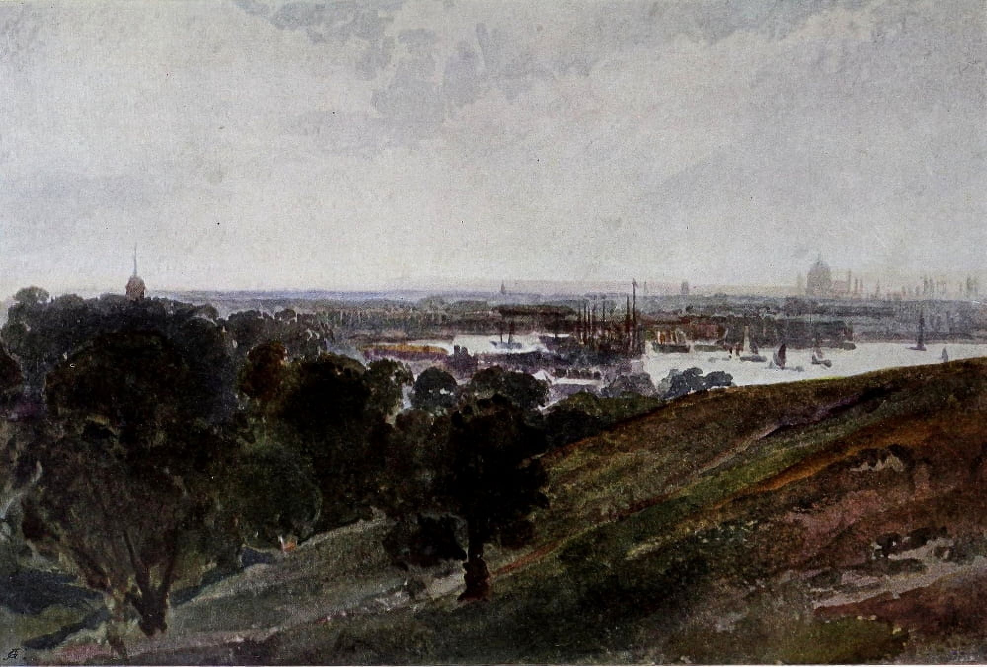 English Landscape Pntng 1903 Thames from Greenwich Canvas Art - Peter de Wint (18 x 24)