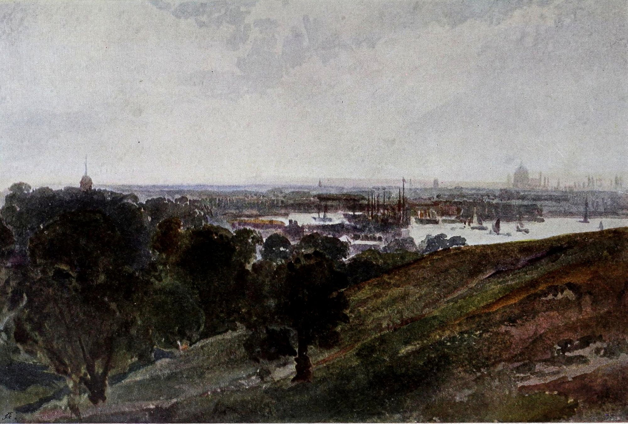 English Landscape Pntng 1903 Thames from Greenwich Canvas Art - Peter de Wint (24 x 36)