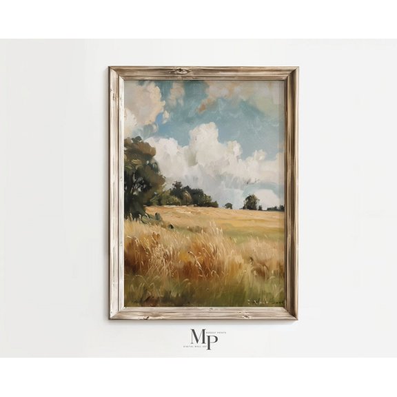 English Landscape Printable Wheat Fields Classic Country Art Print Scenery Wall, Unframed Paper Poster 8x10in
