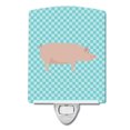 thumbnail image 1 of English Large White Pig Blue Check Ceramic Night Light, 1 of 1