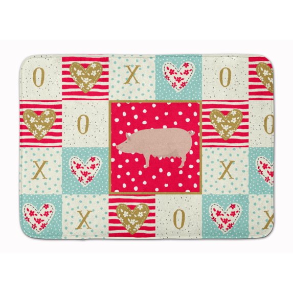 English Large White Pig Love Machine Washable Memory Foam Mat
