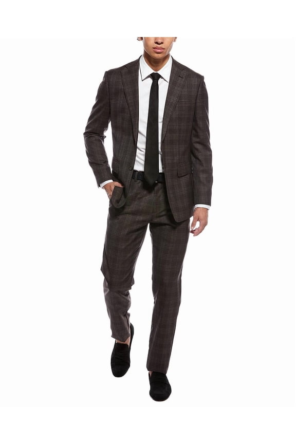 mens  2pc Wool-Blend Suit, R42/35, Brown