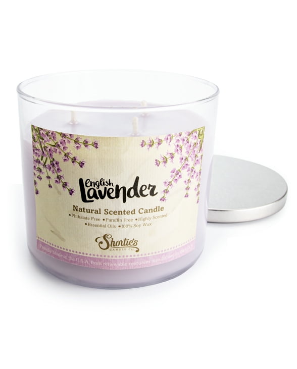 English Lavender Scented 3 Wick Candle - All Natural - Made with 100% Responsibly Sourced Soy and Essential Fragrance Oils - Phthalate & Paraffin Free, Vegan, Non-Toxic