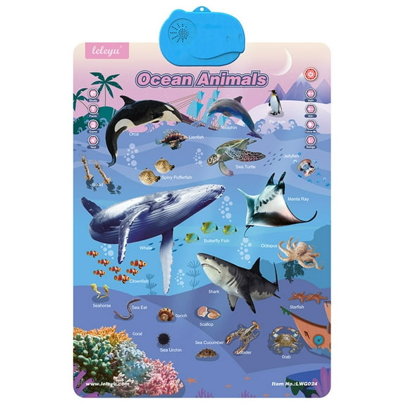 English Learning Sound Poster, Interactive Talking Wall Chart with Vocabulary Building, Point Read Educational Toy for 1+ 2+ 3+ Years