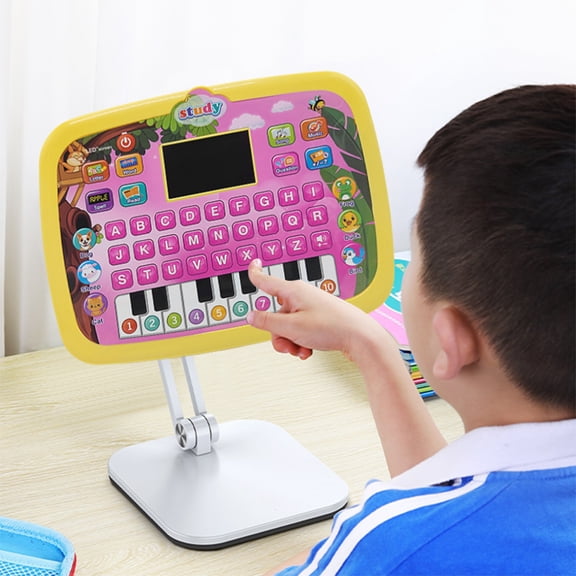 English Learning Tablet with LED Screen | Interactive Educational Toy | 8 Modes Q&A Piano Keyboard Volume Control | Touch Pronunciation Practice | 1 Pc | 24.2x18.9x2.5cm
