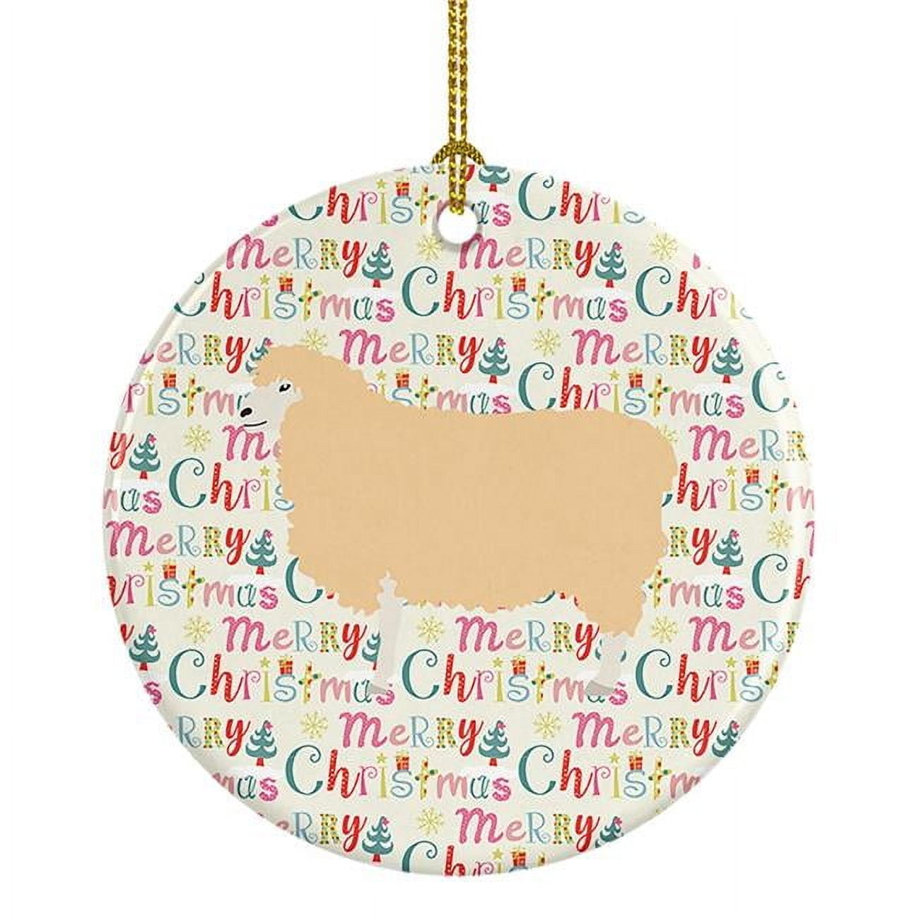 English Leicester Longwool Sheep Christmas Ceramic Ornament 2.8 in x 2.8 in