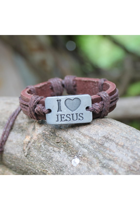 English Letter Bracelet Genuine Leather Retro Simple Personality Men's Hand Jewelry