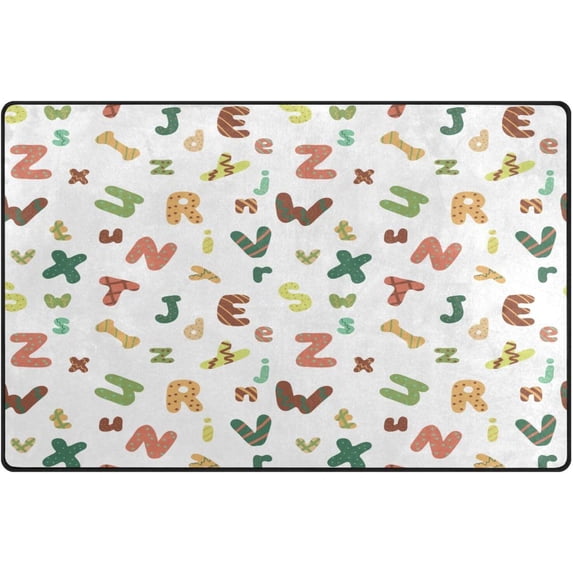 English Letters Area Rugs Colorful Large Non-Slip Floor Mat Decorative Carpets Doormat for Kitchen Living Dining Dorm Playing Room Bedroom 60 x 39inch
