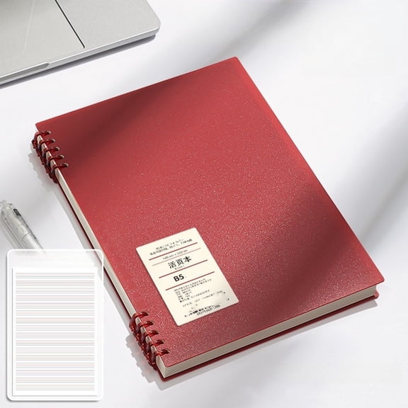 English Lined Writing Notebook, Double Wire Bound Language Journal with Red Blue Margin Lines, Hard Cover Composition Book for scholars office Learning, 1 Notebook