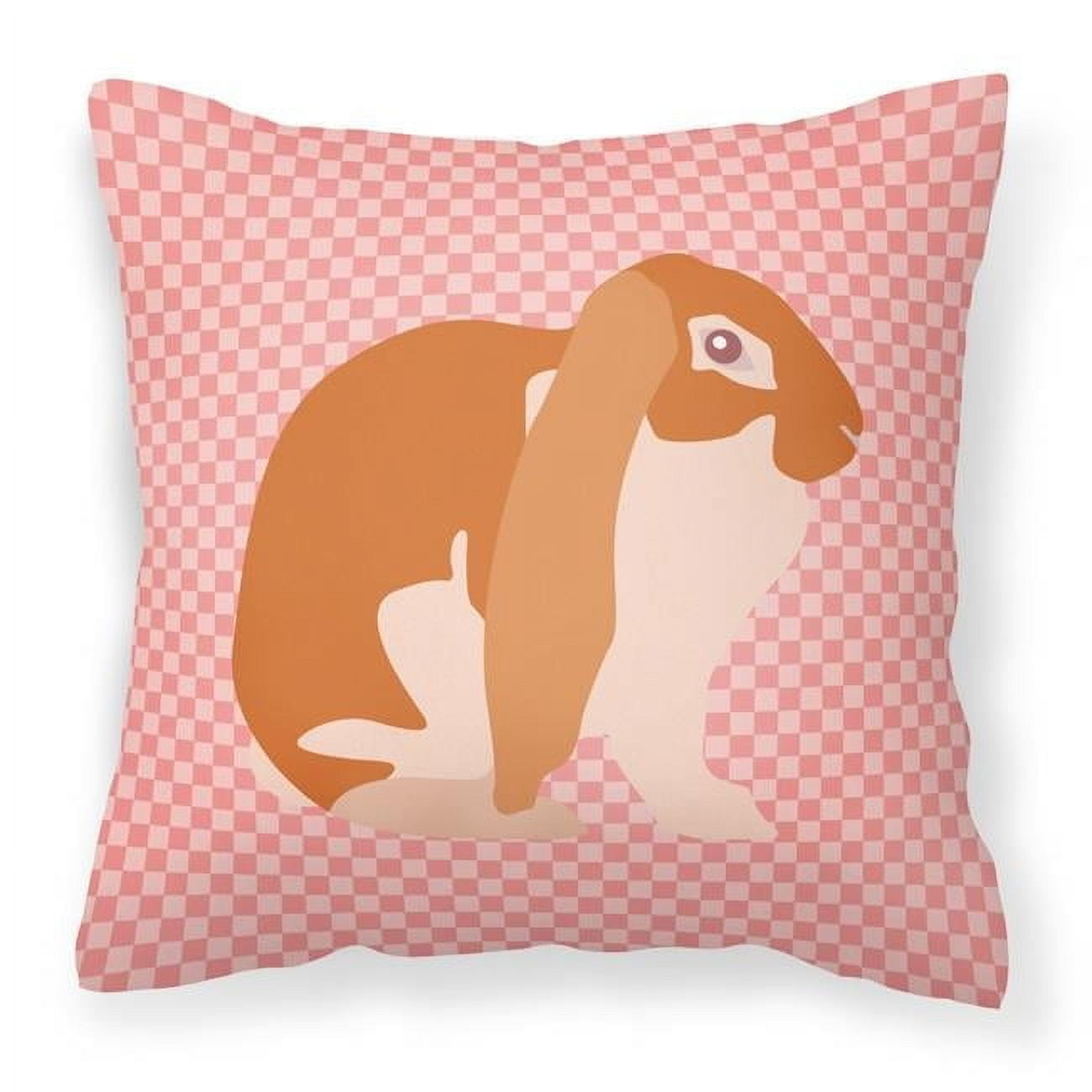 English Lop Rabbit Pink Check Fabric Decorative Pillow - 18 x 18 in ...