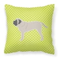 thumbnail image 1 of English Mastiff Checkerboard Green Fabric Decorative Pillow, 1 of 2
