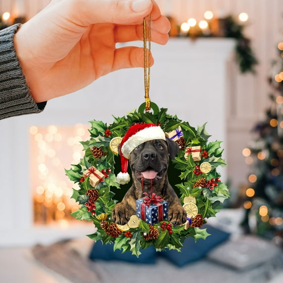 English Mastiff Christmas Ornament – Dog Memorial Gift & Xmas Tree Hanging Mica Décor