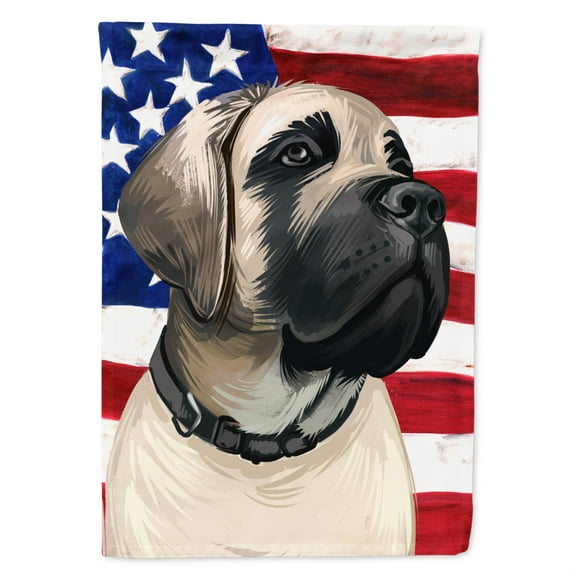 English Mastiff Dog American Flag Garden Flag
