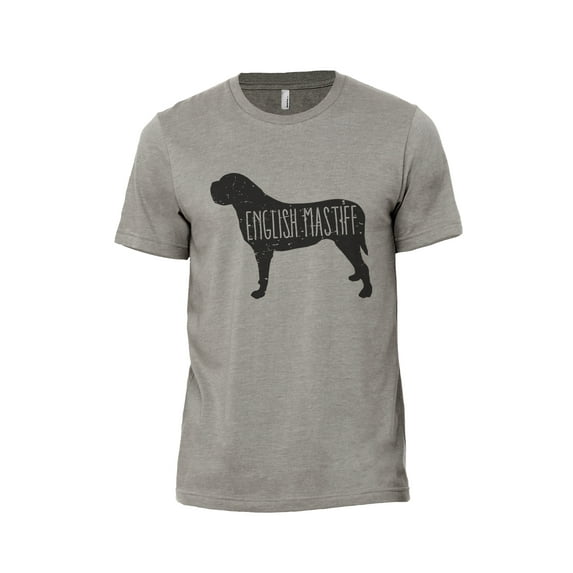 English Mastiff Dog Silhouette Men's Modern Fit Fun Casual T-Shirt Printed Graphic Tee Military Grey Medium