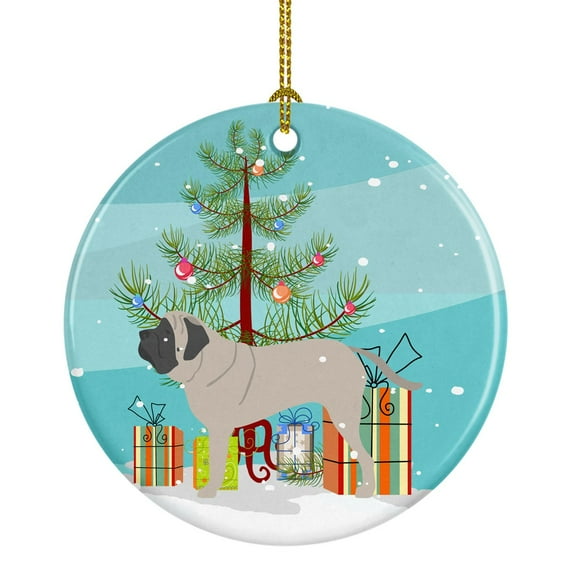 English Mastiff Merry Christmas Tree Ceramic Ornament