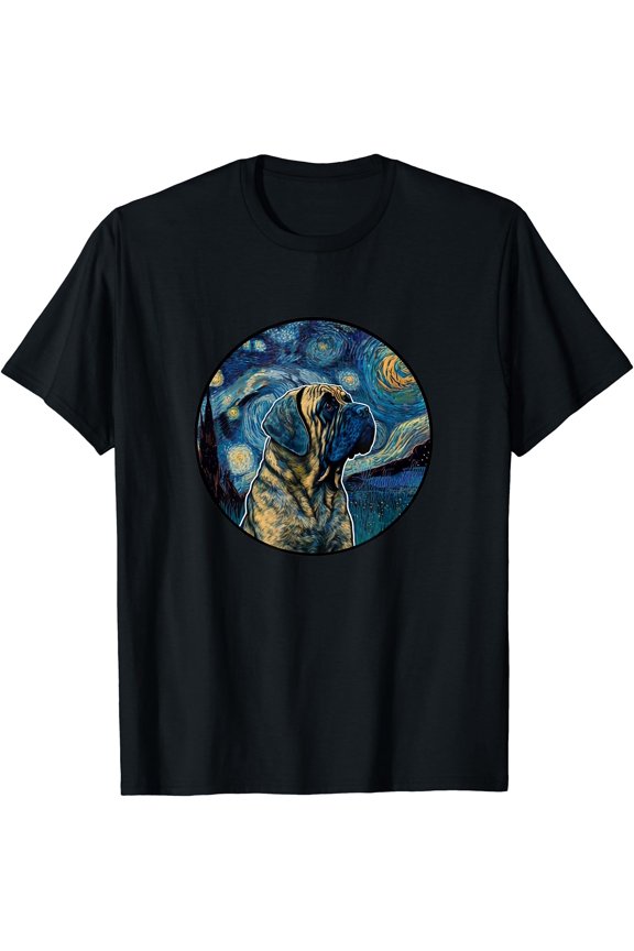 English Mastiff Starry Night Painting Dog Mom Dad T-Shirt