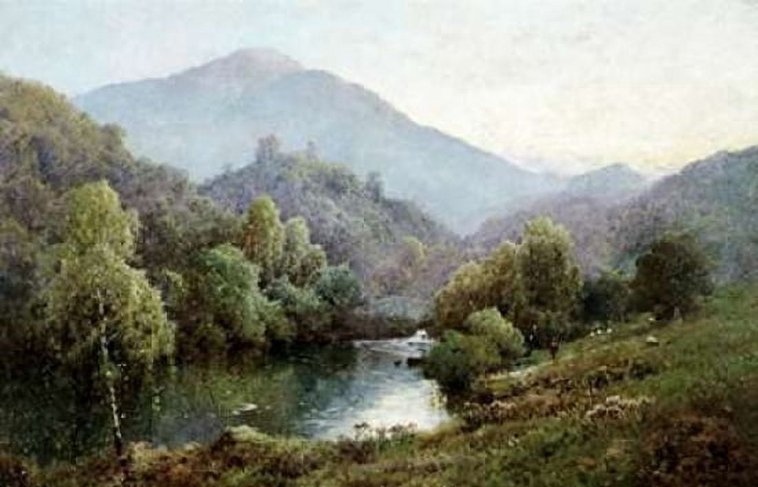 English Mountain Lake Canvas Art - Alfred De Breanski (12 x 18)